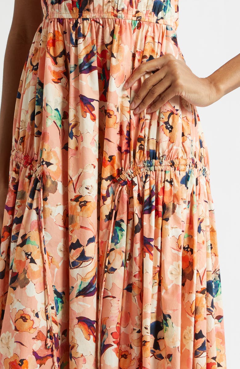 Ulla Johnson Vidri Floral Tiered Cotton Dress, Alternate, color, Camellia
