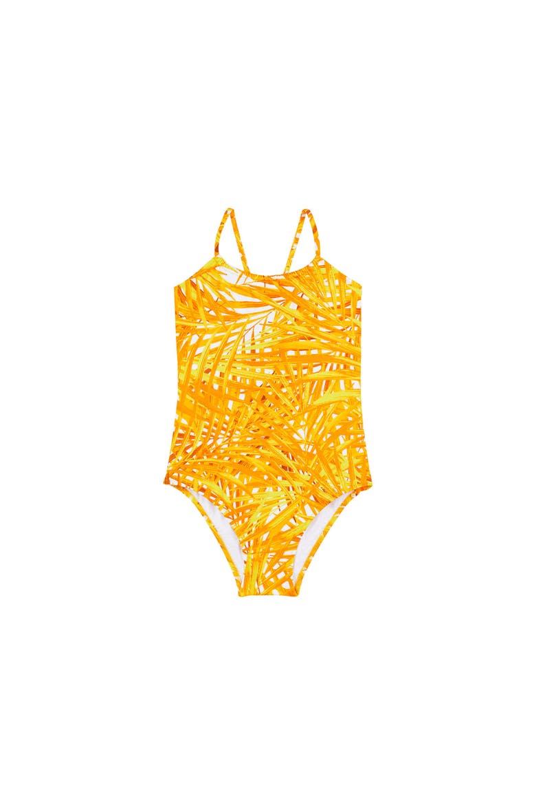 Kids' Palm Leaves Jersey One-Piece Swimsuit, Main, color, MANGUE