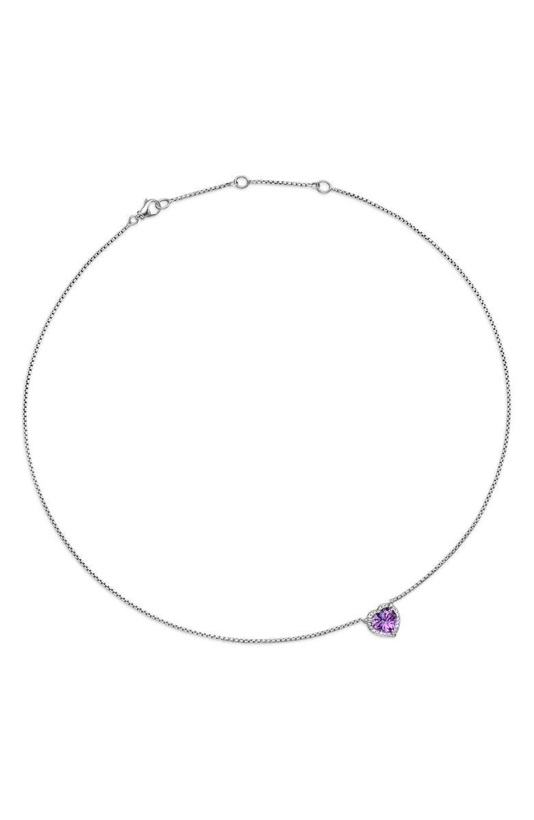 David Yurman Chatelaine<sup>®</sup> Heart Pendant Necklace in Sterling Silver with Amethyst and Pavé Diamonds, Alternate, color, 