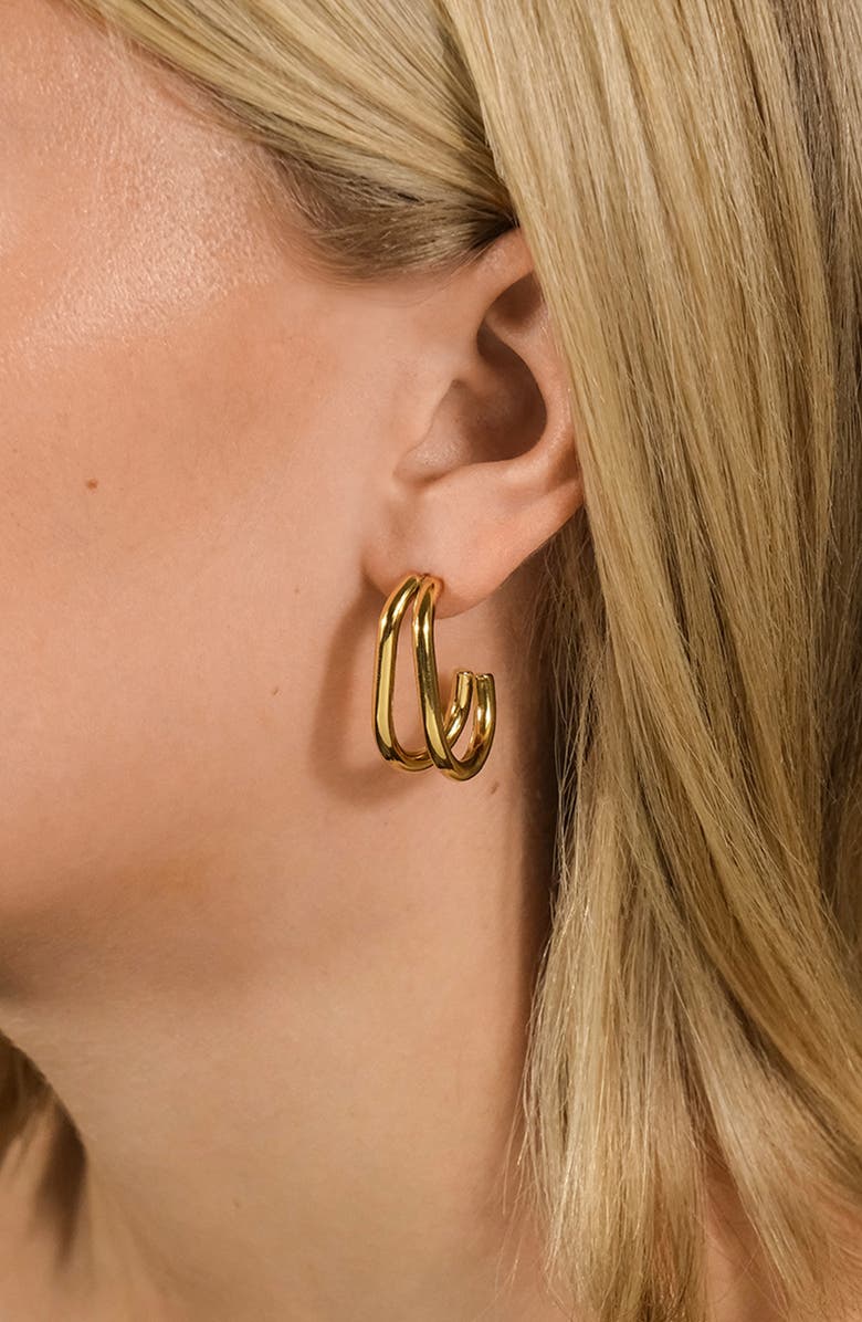 Sterling Forever Elliana Suspender Hoop Earrings, Alternate, color, Gold