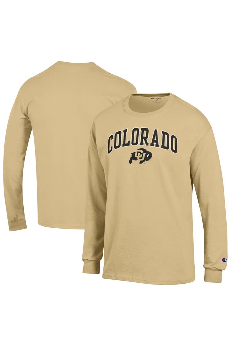 Men's Champion  Gold Colorado Buffaloes Arch Over Logo Long Sleeve T-Shirt, Main, color, Gold