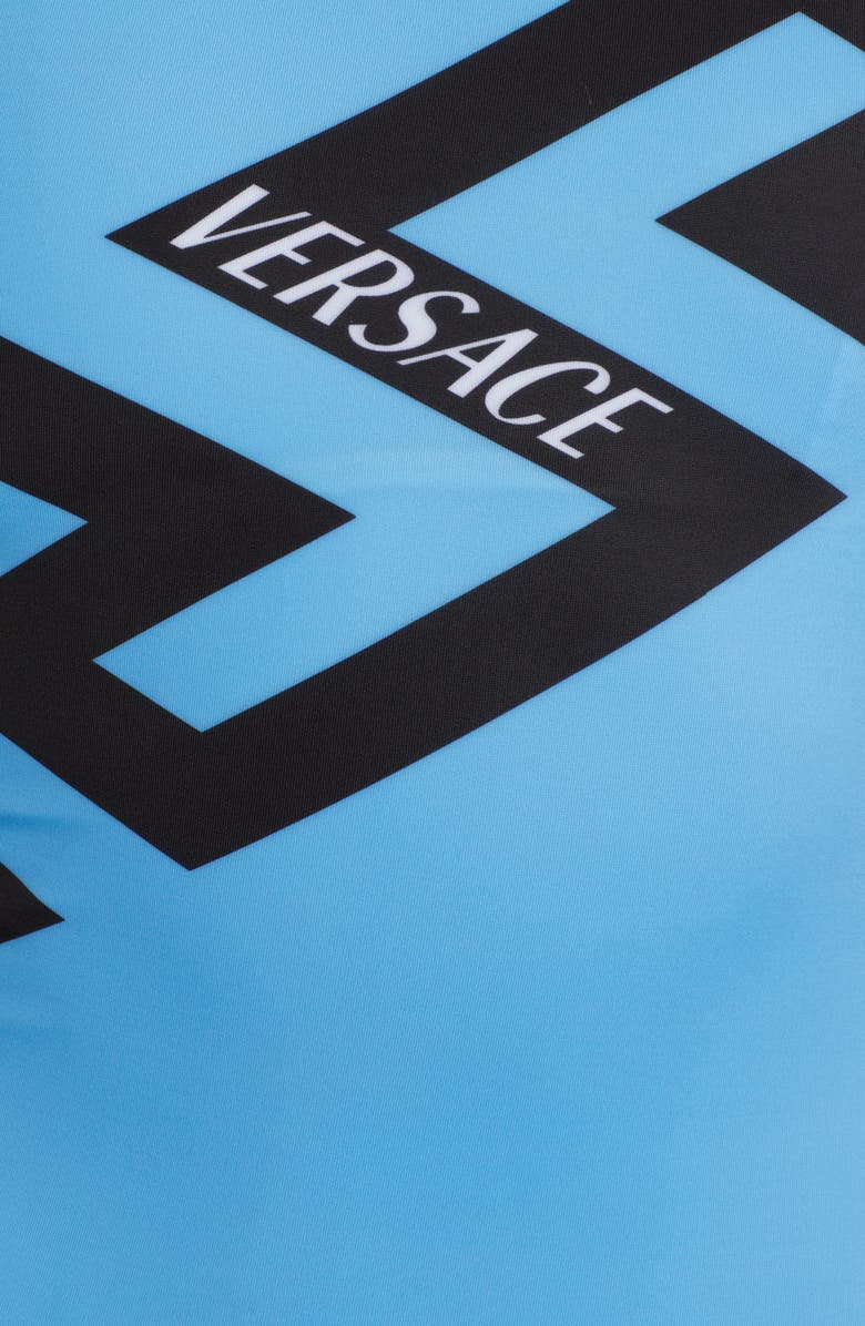 Versace Greca Logo One Shoulder One-Piece Swimsuit, Alternate, color, 