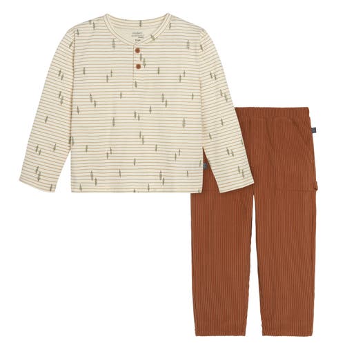 Modern Moments™ By Gerber Henley Shirt & Pant Set In Light Beige Trees
