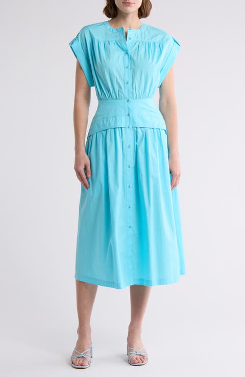 Cuff Button Front Dress