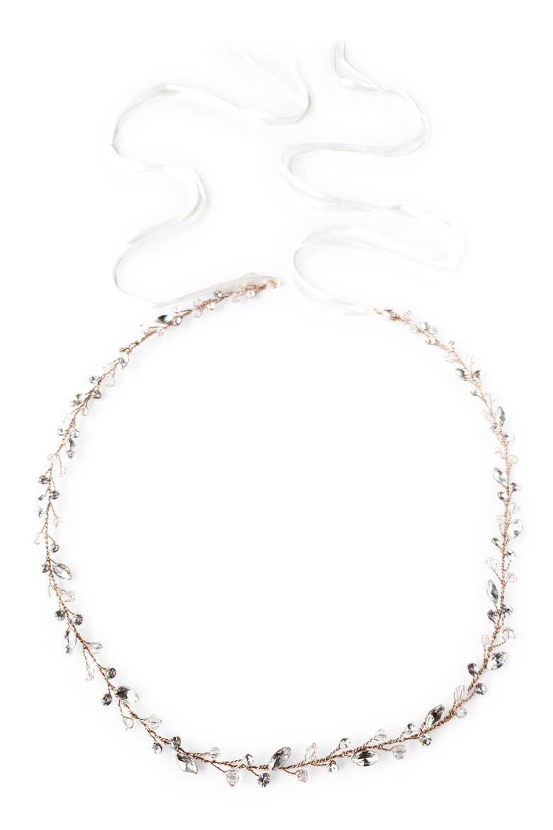 Lucina Crystal Halo & Sash, Main, color, ROSE GOLD