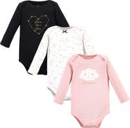Hudson Baby Infant Breathable Cotton Long-Sleeve Bodysuit Bundle 3 Count