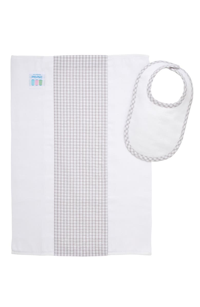 3 Marthas Big Check Drooler Bib & Burp Set, Alternate, color, Gray