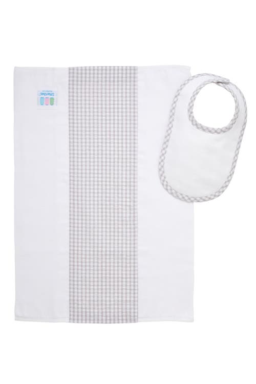 3 Marthas Big Check Drooler Bib & Burp Set