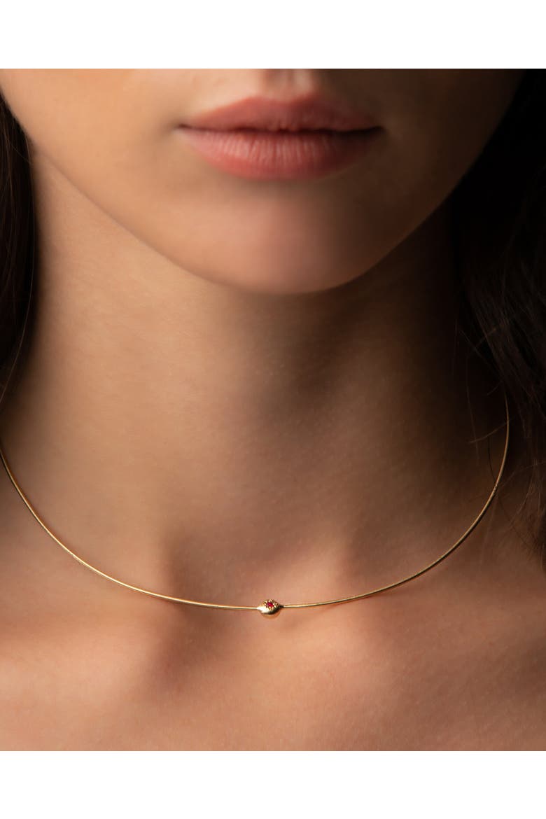 Moon Necklace  with Natural Gemstones. Handmade in Italy, Alternate, color, Ruby