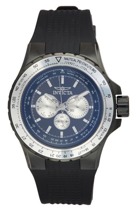 Aviator Quartz Silicone Strap Watch, 50mm x 15mm