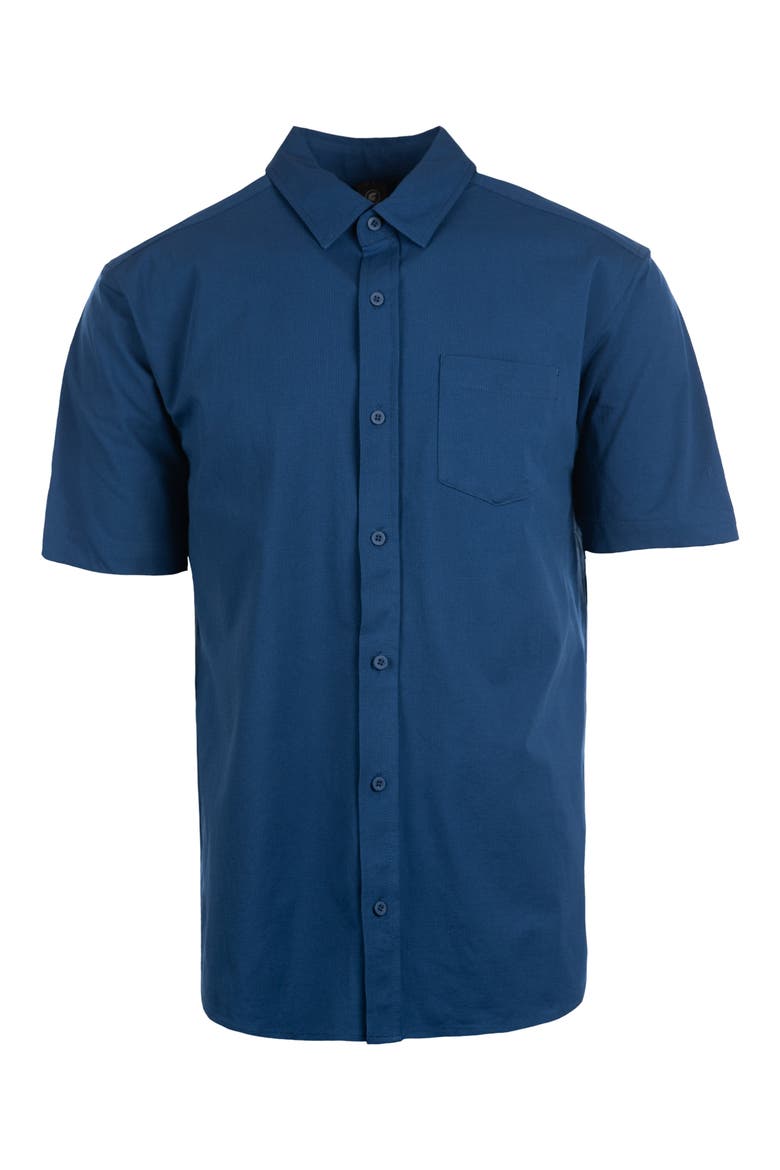 Short Sleeve Button-Up Shirt, Main, color, NAVY