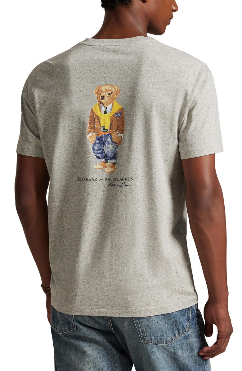 Polo Ralph Lauren Classic Fit Polo Bear Pocket Graphic T-Shirt, Alternate, color, Loft Heather/ Heritage Bear