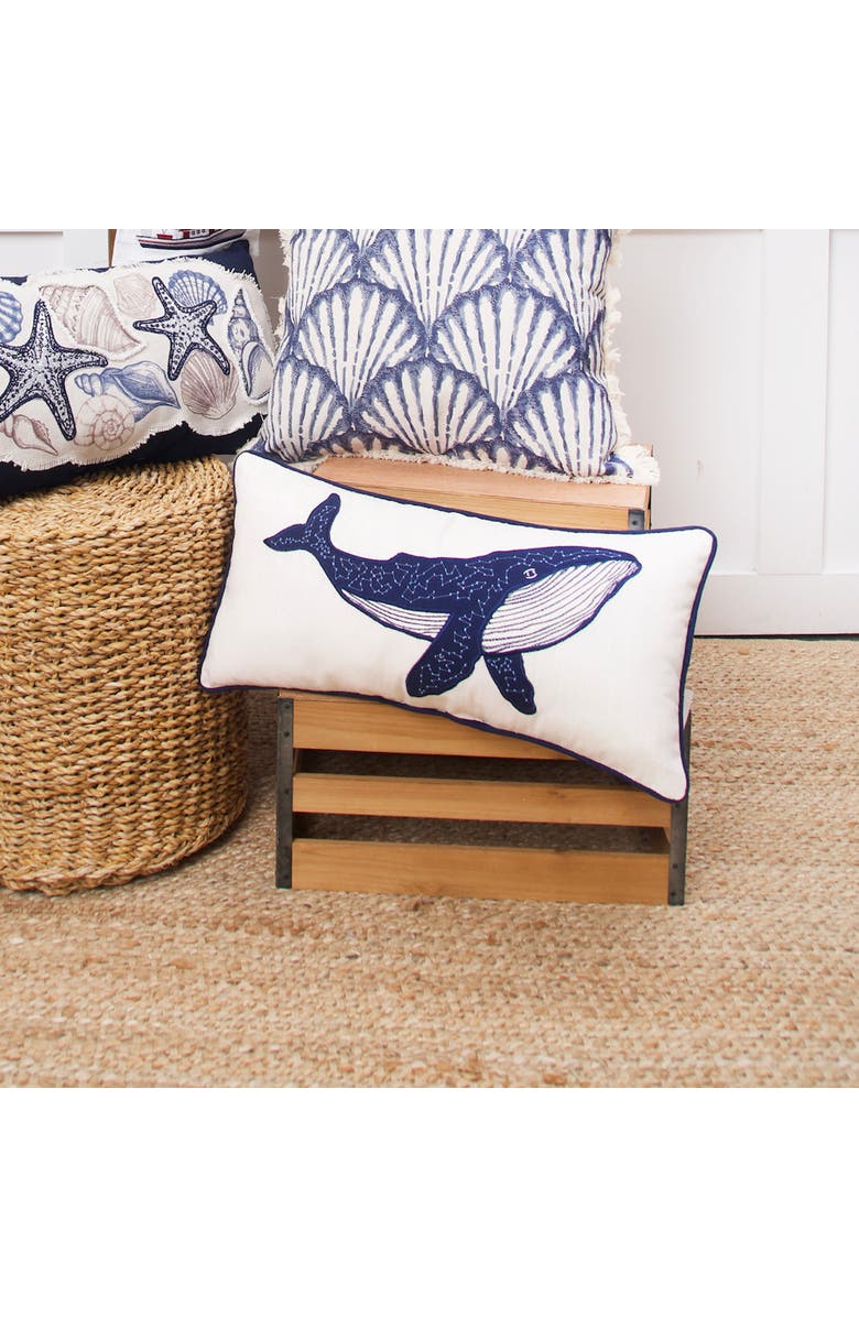 C&F Home Blue Whale Embroidered Throw Pillow, 10" x 20", Alternate, color, Blue