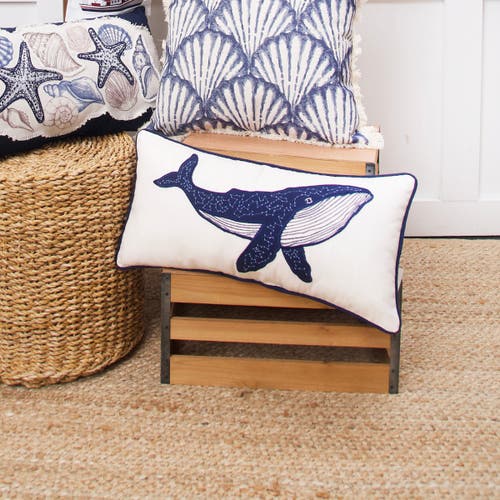 C & F Home C&f Home Blue Whale Embroidered Throw Pillow, 10" X 20" In Blue