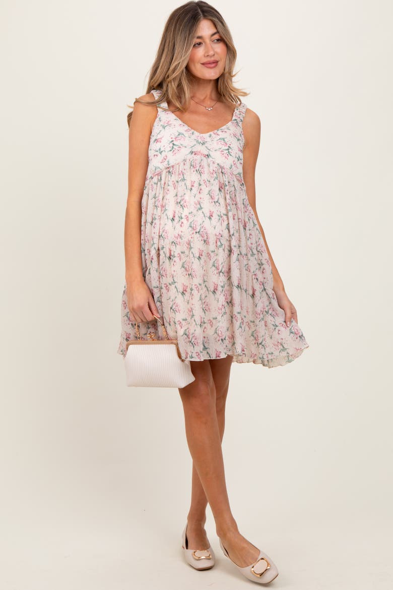 Floral Plisse Texture Mini Dress, Main, color, Pink