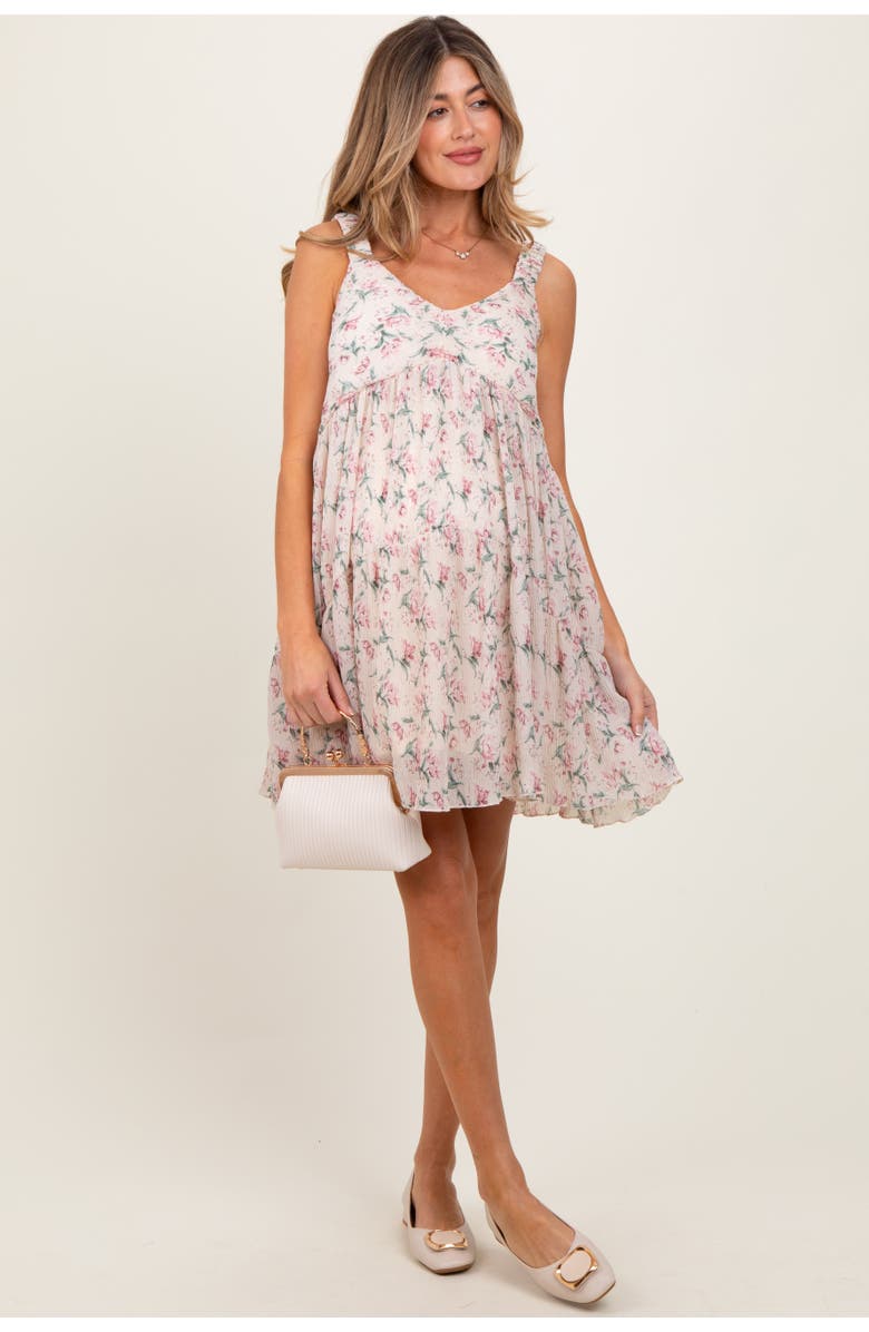PinkBlush Floral Plisse Texture Mini Dress, Main, color, Pink