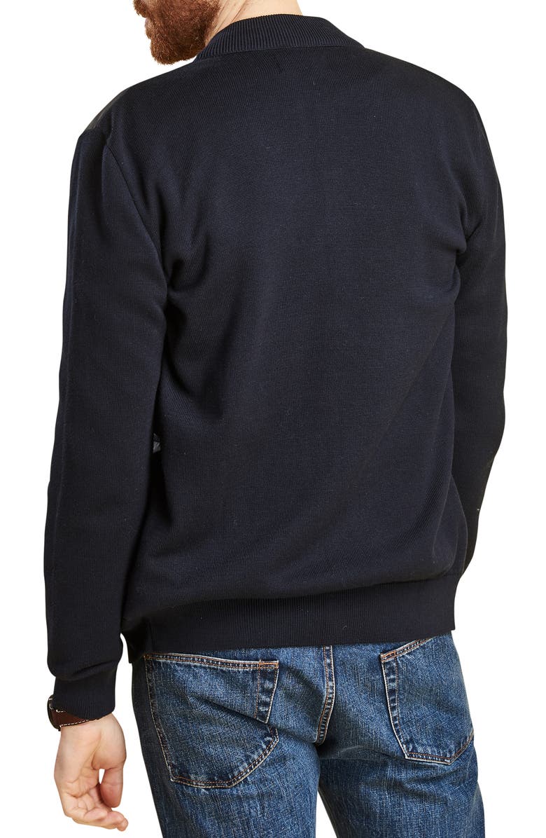 Barbour Carn Baffle Front Knit Jacket, Alternate, color, Navy