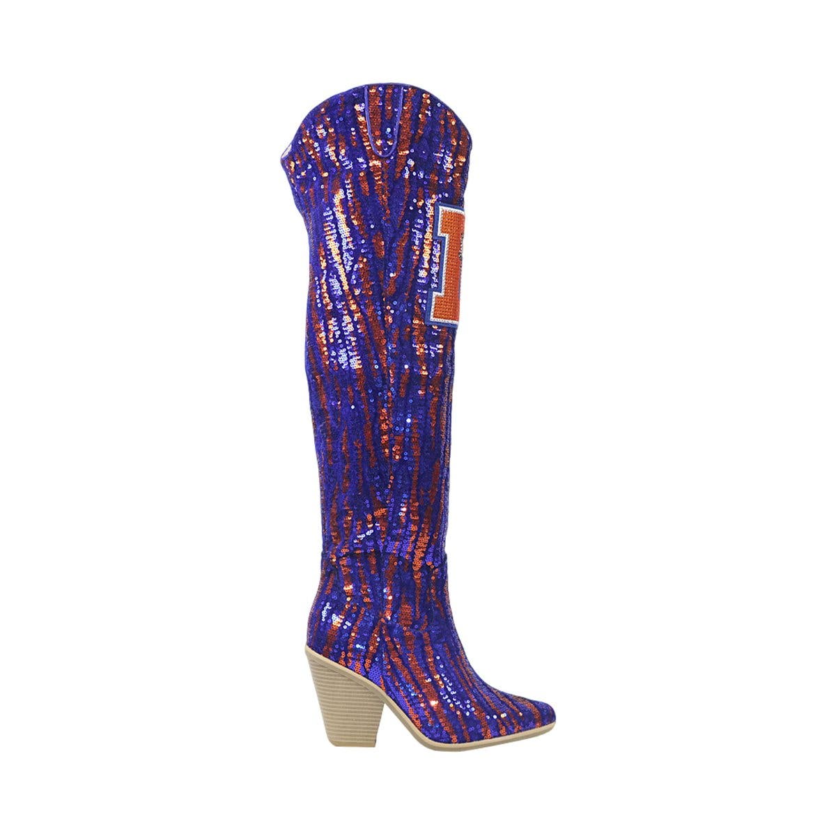 Denver Broncos Over-the-Knee Two-Tone Sequin Boots, Alternate, color, Blue