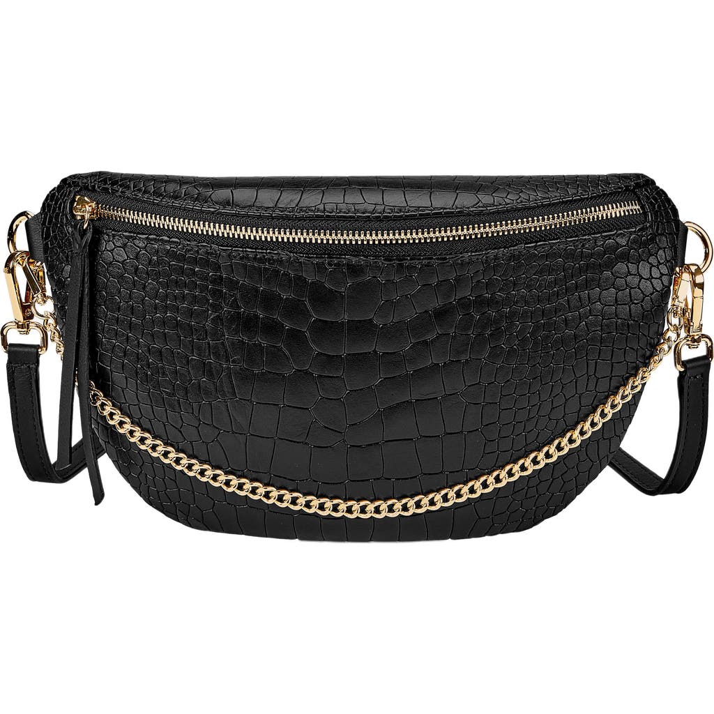 GiGi New York Beck Sling Bag in Black Embossed Croc  product