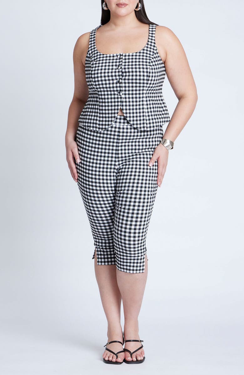 ELOQUII Gingham Square Neck Vest, Alternate, color,