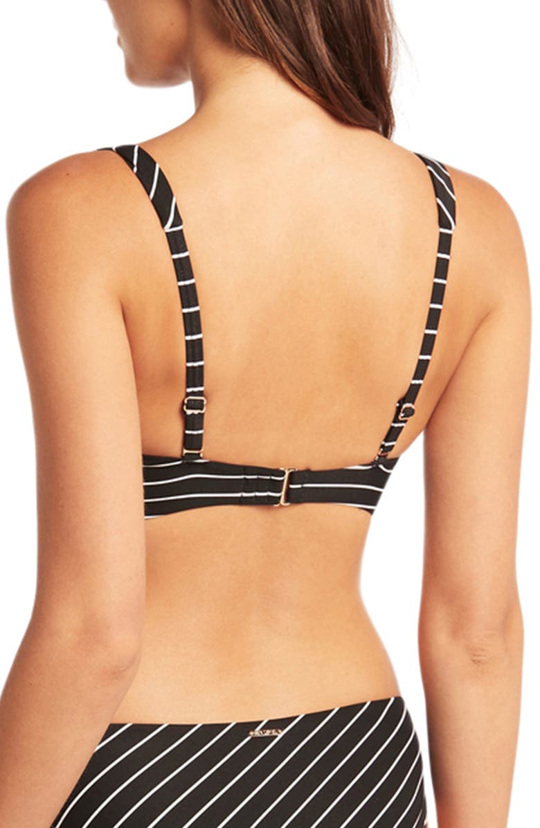 Sea Level Stripe Longline Triangle Bikini Top, Alternate, color, 