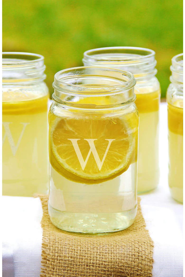 Monogram Glass Mason Jars, Alternate, color, CLEAR-G
