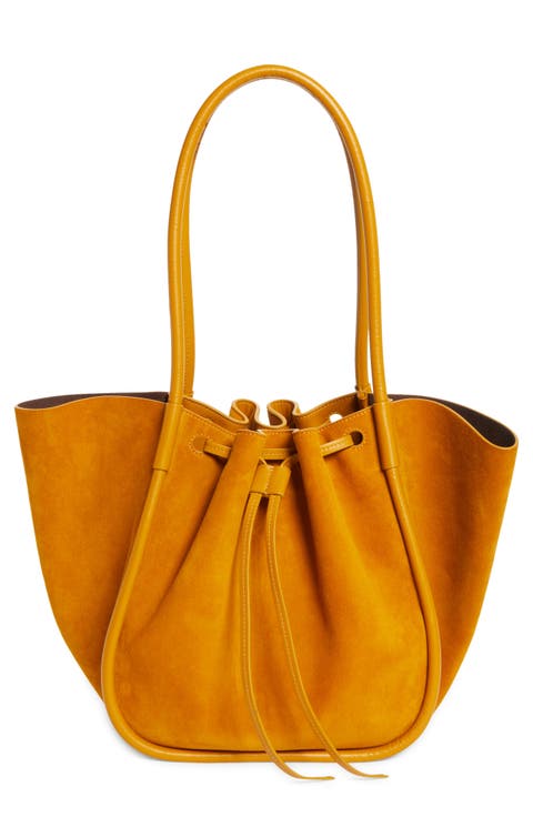 Large Ruched Suede Tote