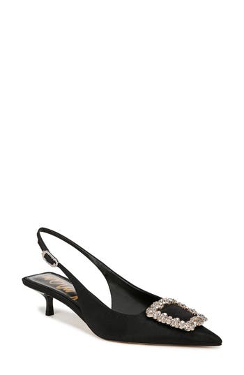 Sam Edelman Kaitlyn Slingback Pointed Toe Kitten Heel Pump In Black