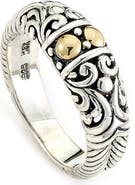 SAMUEL B. Sterling Silver & 18K Gold Balinese Design Ring
