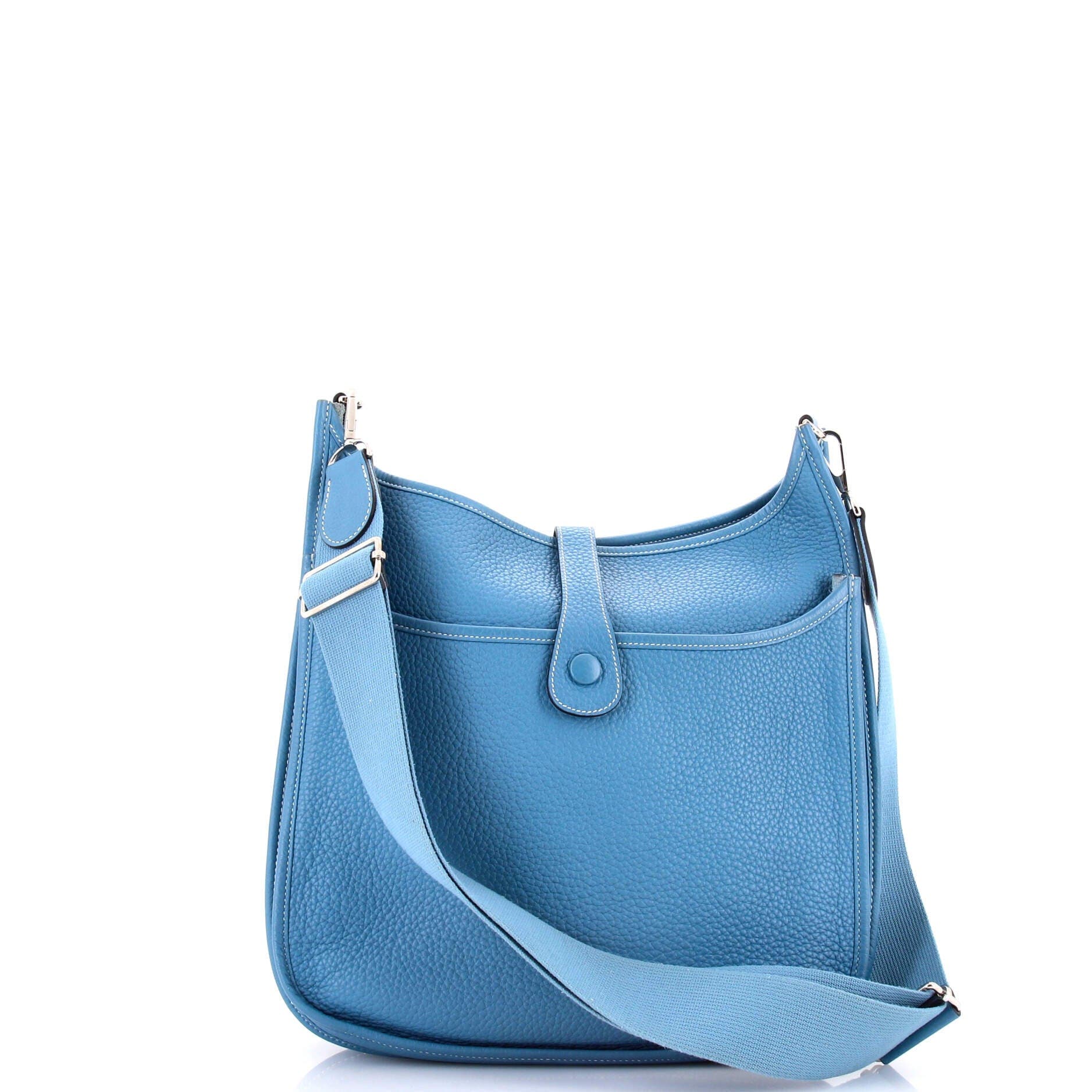 Pre-Owned Hermes Evelyne Bag Gen III Clemence GM, Alternate, color, Bleu Jean