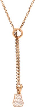 Pre-Owned Hermes Kelly Clochette Pendant Necklace 18K Rose Gold with Diamonds Small