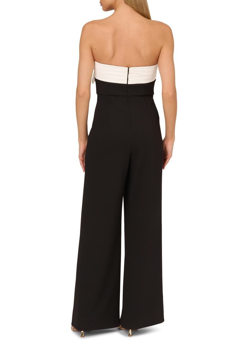 Strapless Taffeta & Crepe Jumpsuit, Alternate, color, BLACK/ WHITE