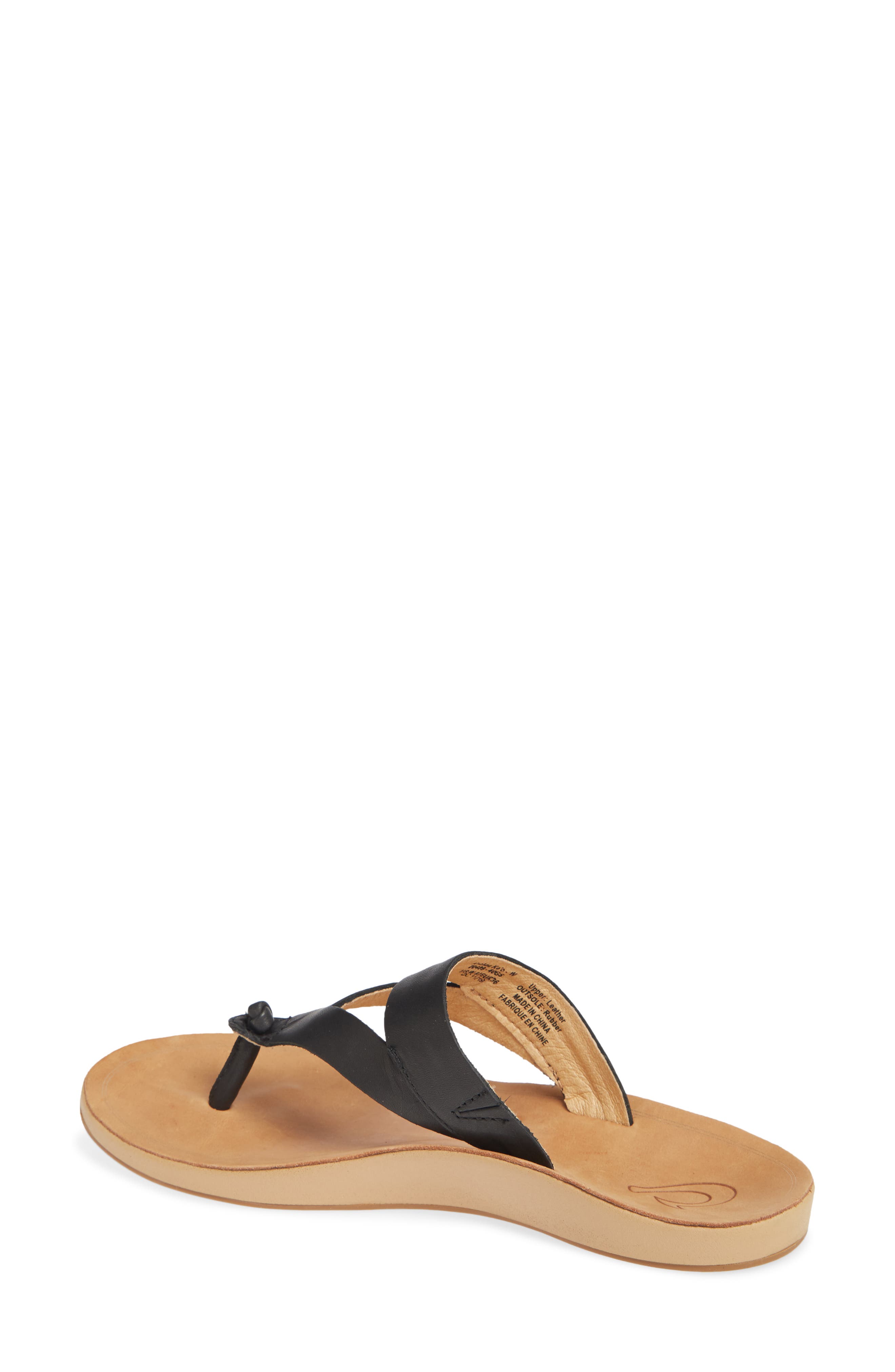 Kaekae Ko'o Flip Flop, Alternate, color, BLACK LEATHER