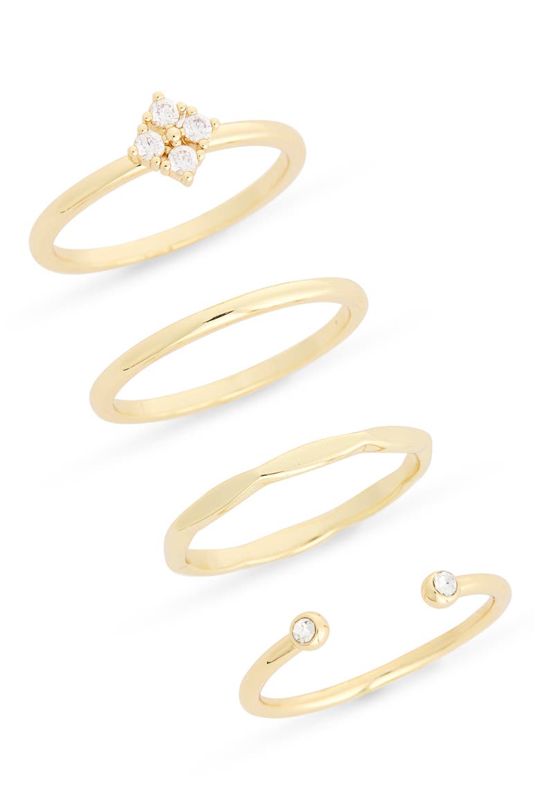 Pack of 4 Assorted Stacking Rings, Main, color, CLEAR/ GOLD