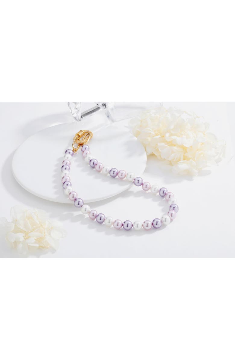 Classicharms Shell Pearl Necklace with Gem-Encrusted Carabiner Lock, Alternate, color, Purple