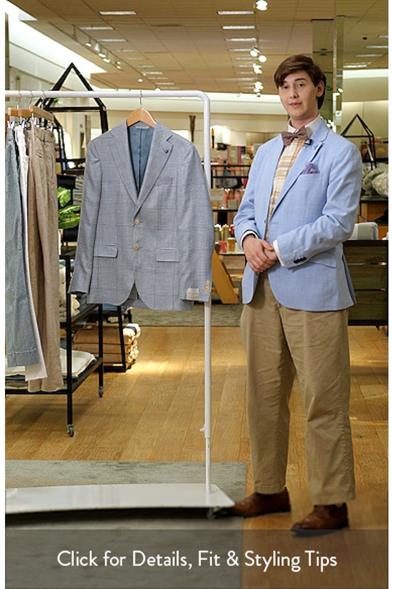 Midland Contemporary Fit Light Blue Check Wool & Silk Blend Sport Coat video