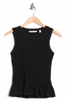 CYRUS Smocked Ruffle Hem Tank