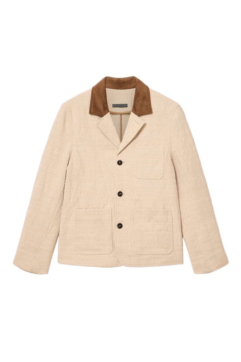 Barnes Cotton Jacket with Suede Collar, Alternate, color, LIGHT KHAKI