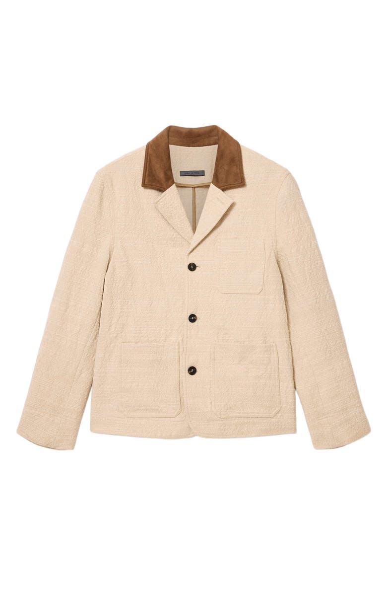 John Varvatos Barnes Cotton Jacket with Suede Collar, Alternate, color, Light Khaki
