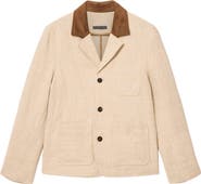 John Varvatos Barnes Cotton Jacket with Suede Collar