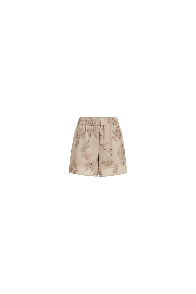Shorts with dazzling broderie anglaise, Main, color, Espresso