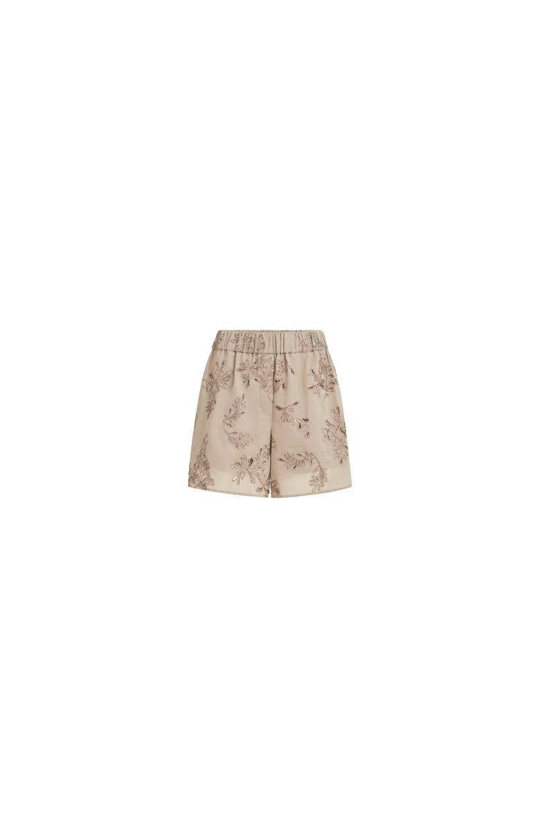 Brunello Cucinelli Shorts with dazzling broderie anglaise, Main, color, Espresso