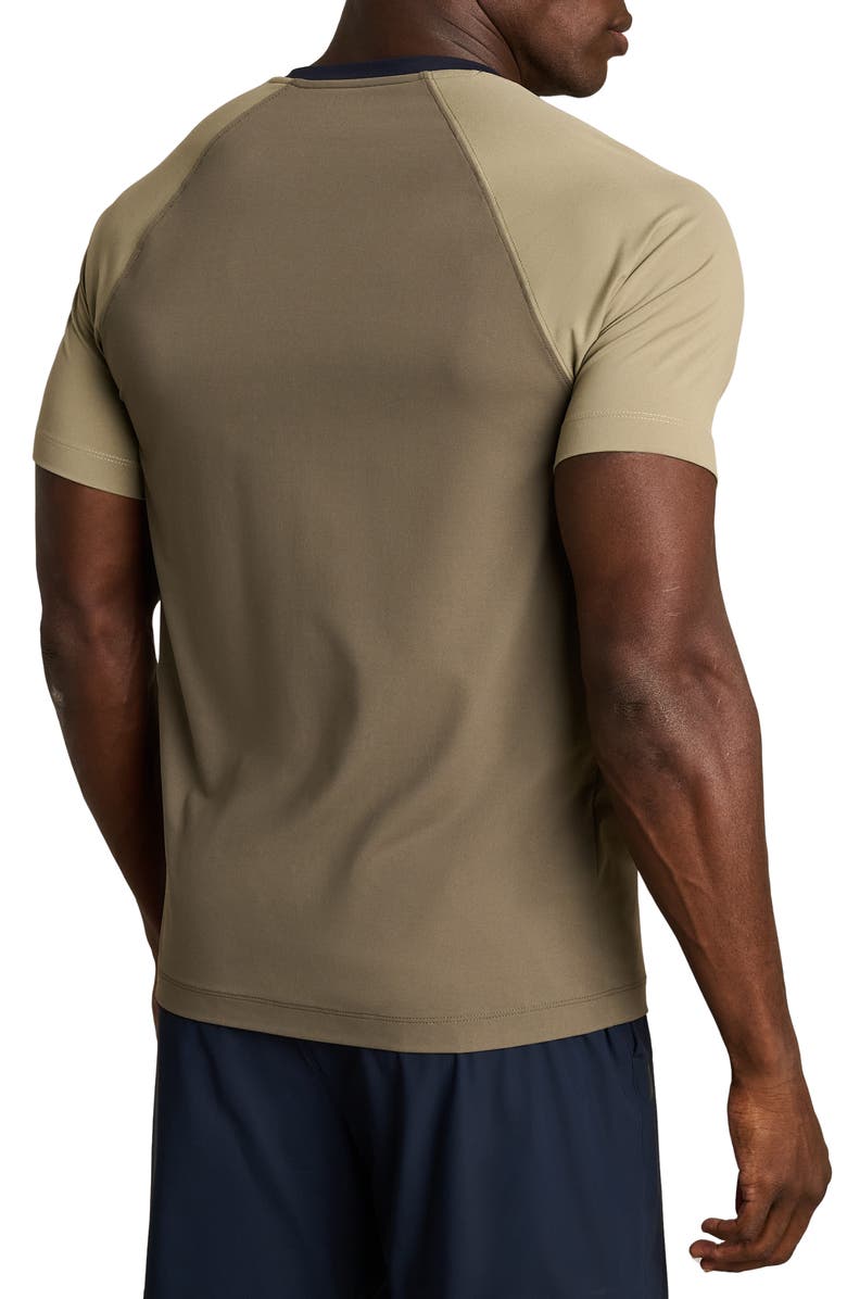 Rhone Reign Performance T-Shirt, Alternate, color, Smokey Olive Color Block