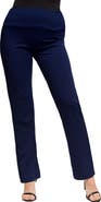 24seven Comfort Apparel Maternity Stretch High Waist Dress Pants
