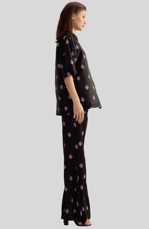 Cynthia Rowley Blake Flared Pants In Black Multi