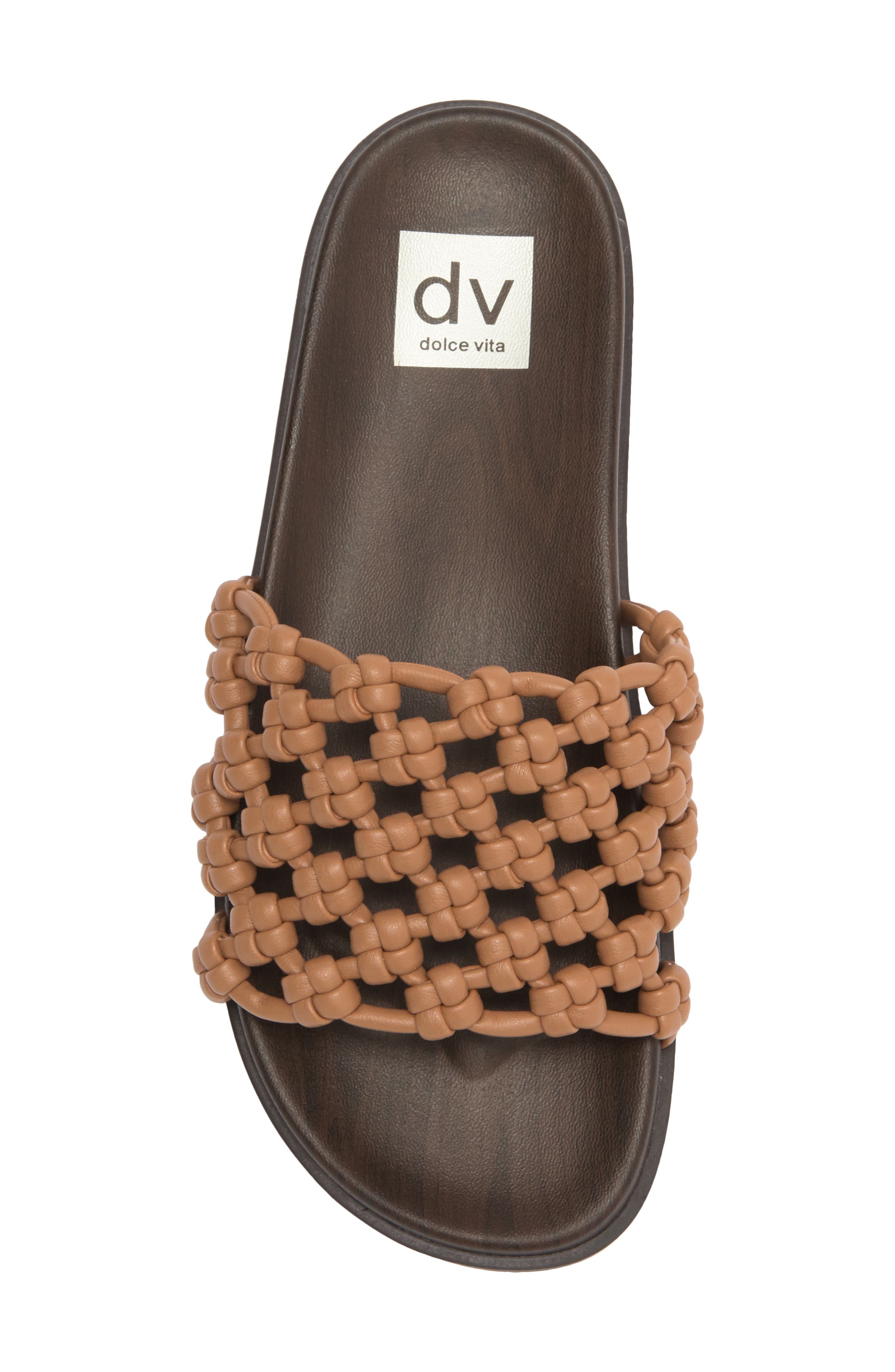 Galossa Knotted Slide Sandal, Alternate, color, TOFFEE