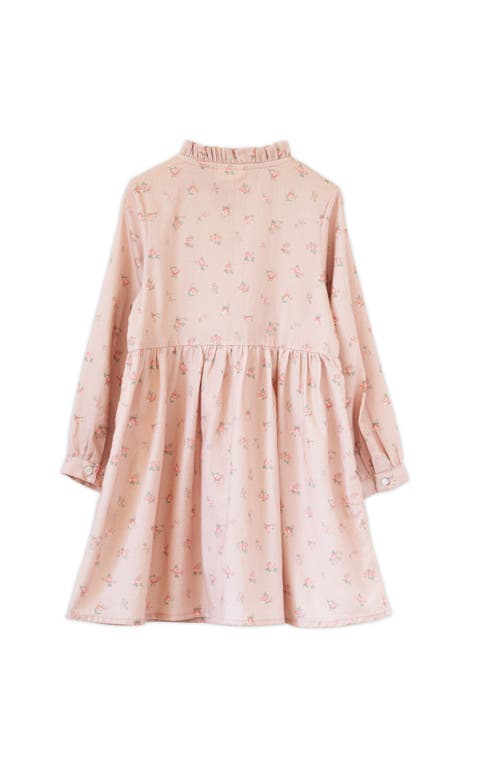 Beet World Long Sleeves Dress With Front Ruffle In Pink