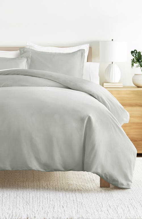 Homespun Vintage Washed Cotton Duvet Cover & Sham Set In Green