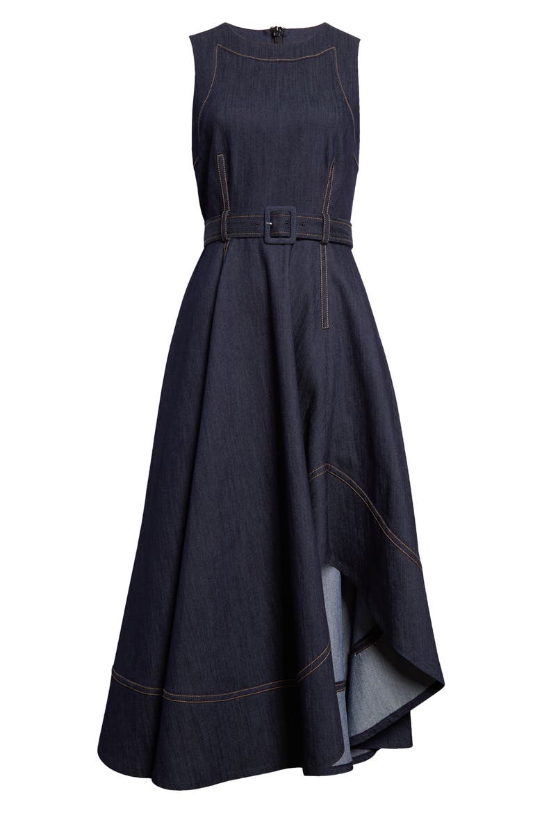 Zelda High-Low Sleeveless Denim Dress, Alternate, color, INDIGO
