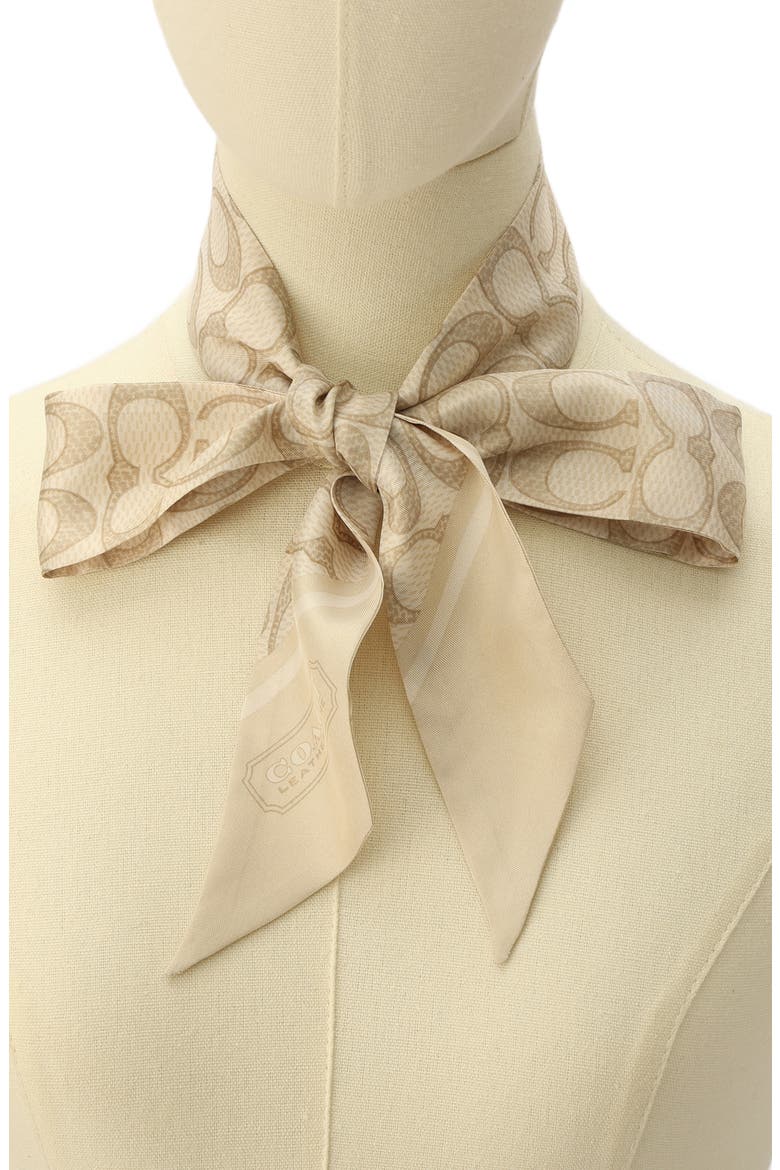 Textured Signature Logo Silk Scarf, Alternate, color, CHALK